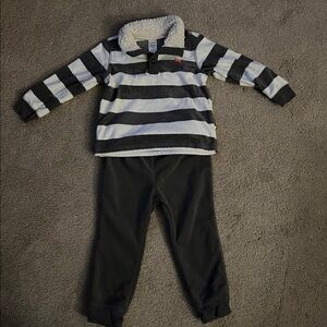 Carter's Striped Fleece with Sherpa Collar and Fleece Pants- size 24m, EUC